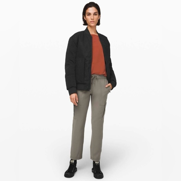 Lululemon Roam Far Wool Goose Down Bomber Puffer Jacket Black/Heathered Black 10 - Picture 3 of 16